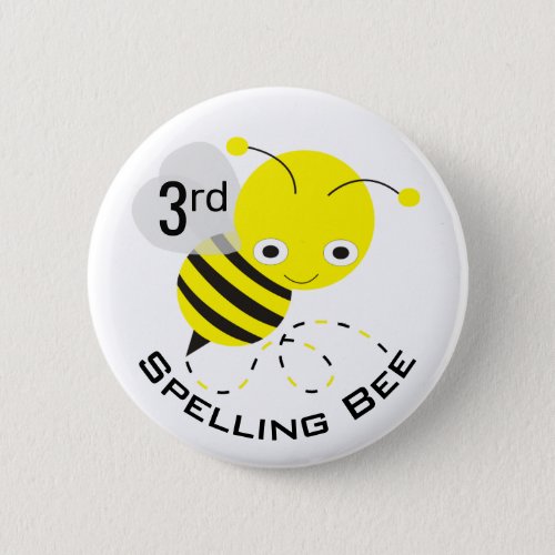 Cute 3rd Place Spelling Bee Button for Kids
