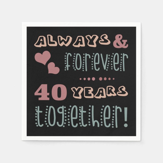 Cute 40th Wedding Anniversary Napkins (Front)