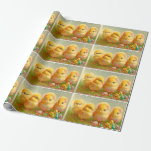 Cute 4 Easter Chicken Collection Wrapping Paper