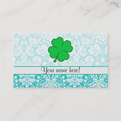 Customizable Cute 4 Leaf Clover Business Card Template