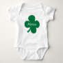Cute 4 Leaf Clover Personalized St Patricks Day Baby Bodysuit