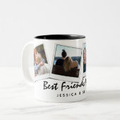 Cute 4 photo Best Friends Forever & Name Two-Tone Coffee Mug (Front Left)
