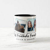 Cute 4 photo Best Friends Forever & Name Two-Tone Coffee Mug (Center)