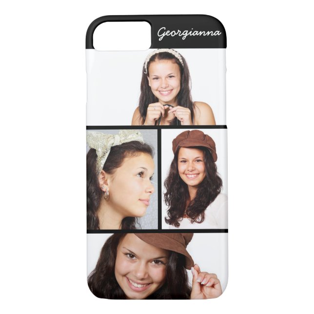 Cute 4 Photo Personalized iPhone 8 7 Case (Back)