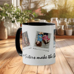 Cute 4 photo Sisters Mug<br><div class="desc">Cute mug featuring 4 photos of your choice and the text 'Sisters make the best friends' with two small black hearts.</div>