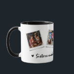 Cute 4 photo Sisters Mug<br><div class="desc">Cute mug featuring 4 photos of your choice and the text 'Sisters make the best friends' with two small black hearts.</div>