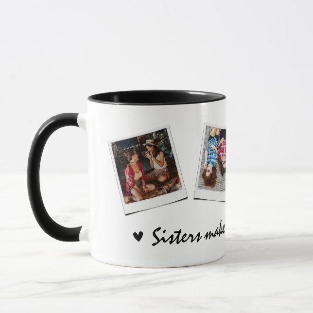 Cute 4 photo Sisters Mug (Left)