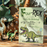 Cute 4-REX Funny Dinosaur Boy 4th Birthday Party Invitation<br><div class="desc">This cute roaring dinosaur cartoon themed birthday party invitation with funny "4-REX" headline, and "RSVP to Mama-saurus" is the perfect invite to celebrate your little Dino lover! Easily personalize the front & back side wording. Need to move the text or graphics a bit to fit into the design space once...</div>