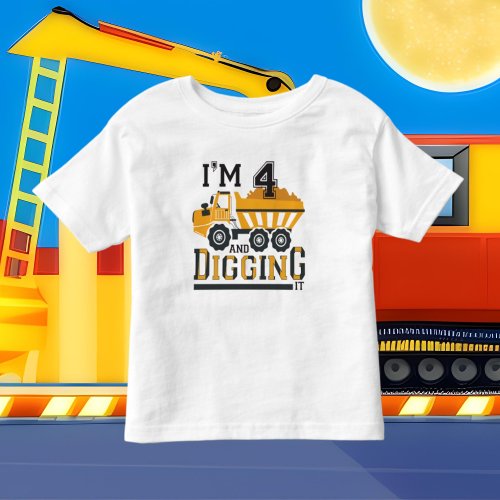 cute 4th Birthday construction dump truck Toddler T_shirt