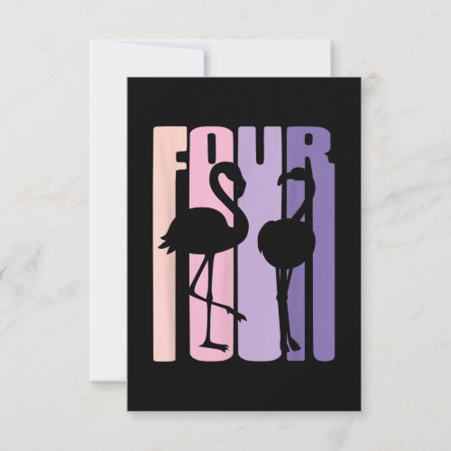 Cute 4th Birthday Gift I Flamingo I 4 Years Old RSVP Card