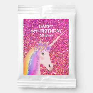 Cute 4th Birthday Girls Pink Glitter Unicorn Name Lemonade Drink Mix