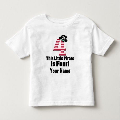 Cute 4th Birthday Pirate Themed Toddler T_shirt