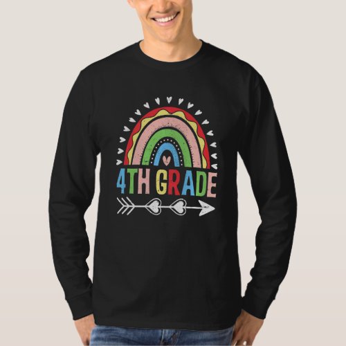 Cute 4th Grade Rainbow Back To School First Day Of T_Shirt