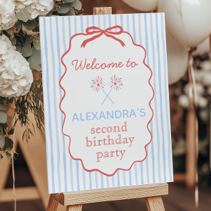 Cute 4th of July Birthday Party Welcome Sign