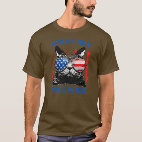 Cute 4th Of July Cat Meowica Cat Lovers Patriotic T_Shirt