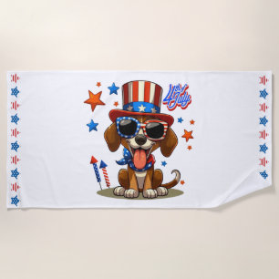 Cute, 4th of July dog/puppy Beach Towel