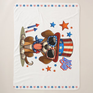 Cute, 4th of July dog/puppy Sherpa Blanket
