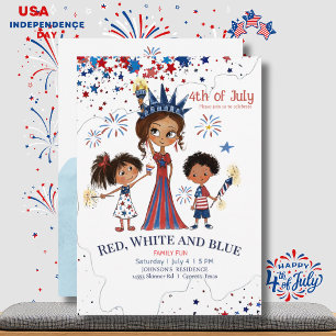 Cute 4th of July Family Fireworks BBQ Party Invitation