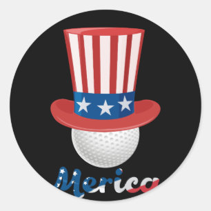 Cute 4th of July Golf Ball Lover Uncle Hat Classic Round Sticker