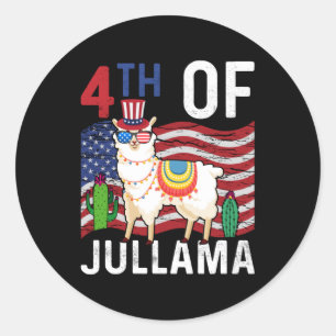Cute 4th Of July Patriotic Llama 4th Of July Gift Classic Round Sticker