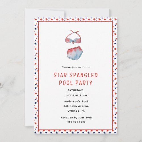 Cute 4th of July Pool Party  Announcement