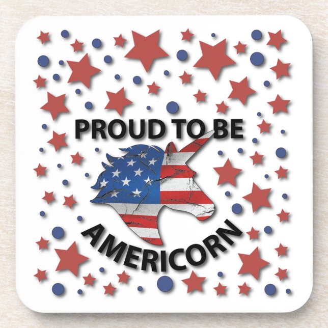 Cute 4th of July red, white and blue Americorn Beverage Coaster (Front)