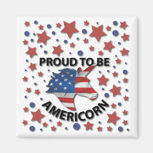 Cute 4th of July red, white and blue Americorn Magnet