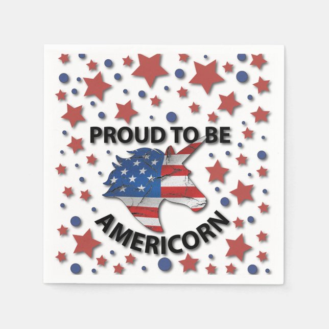 Cute 4th of July red, white and blue Americorn Napkins (Front)
