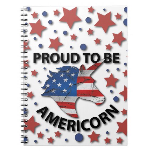 Cute 4th of July red white and blue Americorn Notebook