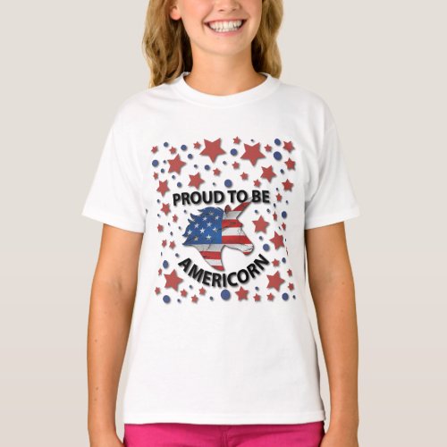 Cute 4th of July red white and blue Americorn T_Shirt