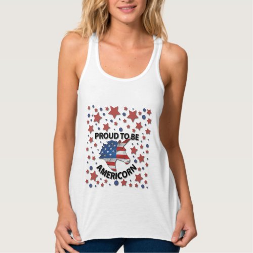 Cute 4th of July red white and blue Americorn Tank Top