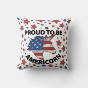 Cute 4th of July red, white and blue Americorn Throw Pillow