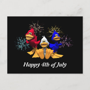 Cute 4th of July Red, White and Blue Ducks Postcard