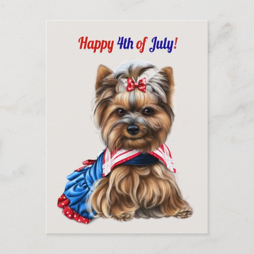 Cute 4th of July Schnauzer Puppy Holiday Postcard