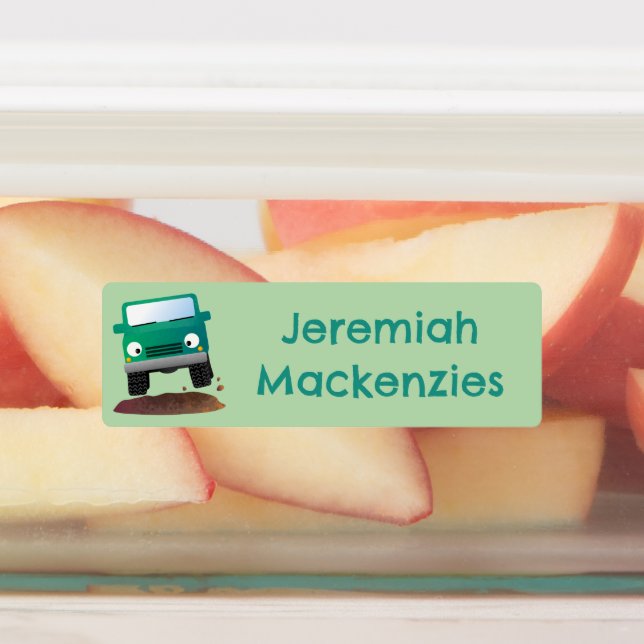 Cute 4X4 off road vehicle cartoon personalized Labels (Affixed)