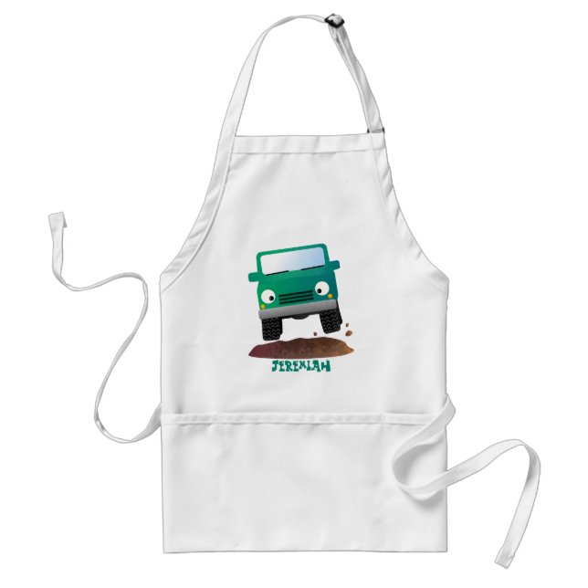 Cute 4X4 offroad vehicle cartoon car Adult Apron (Front)