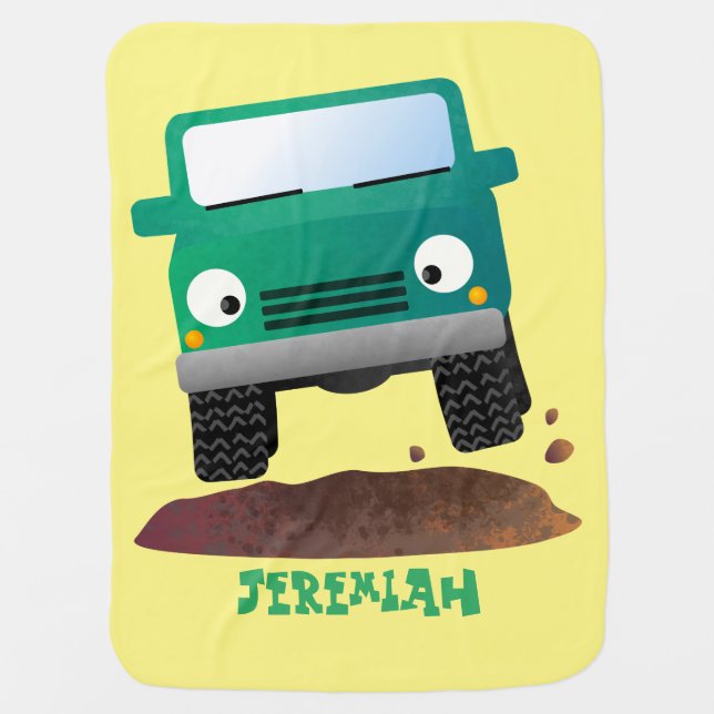 Cute 4X4 offroad vehicle cartoon car Baby Blanket (Front)