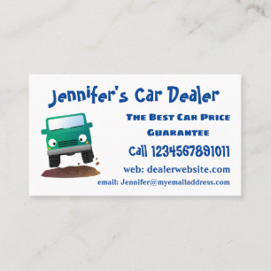 Cute 4X4 offroad vehicle cartoon car Business Card