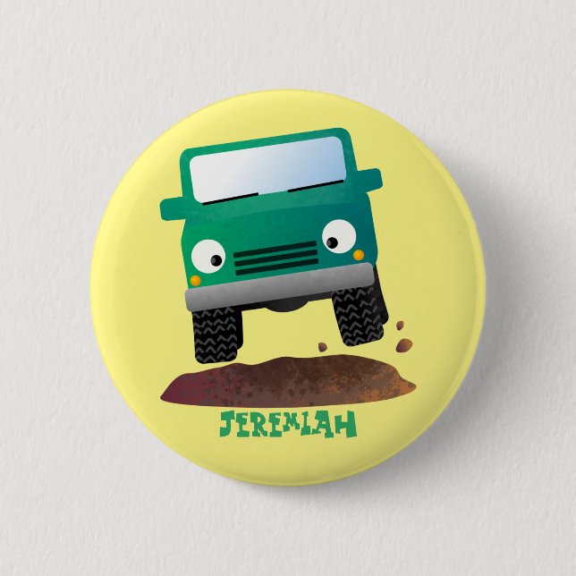 Cute 4X4 offroad vehicle cartoon car Button (Front)