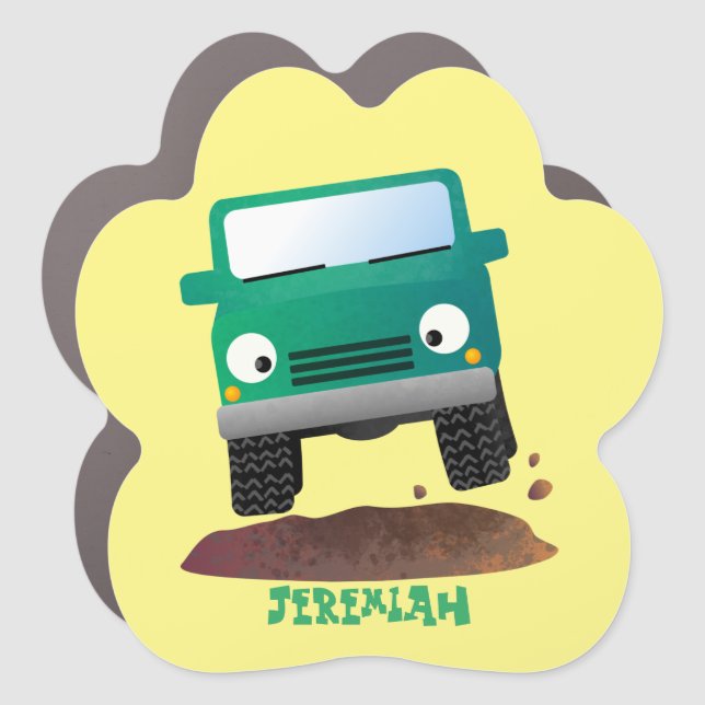 Cute 4X4 offroad vehicle cartoon car Car Magnet (Front)