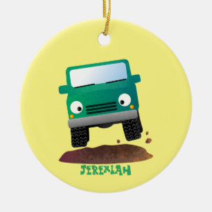 Cute 4X4 offroad vehicle cartoon car Ceramic Ornament