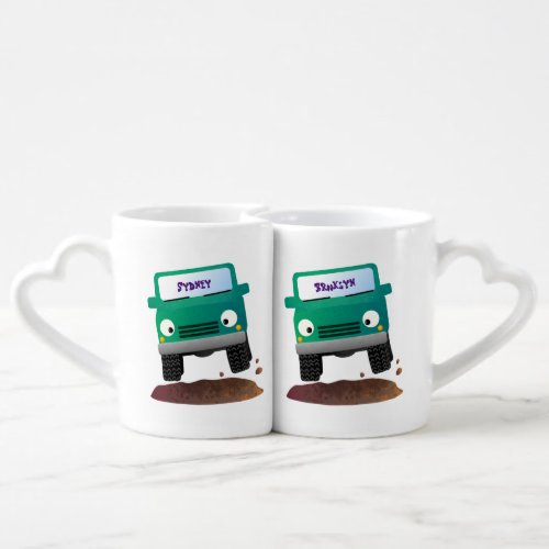 Cute 4X4 offroad vehicle cartoon car Coffee Mug Set