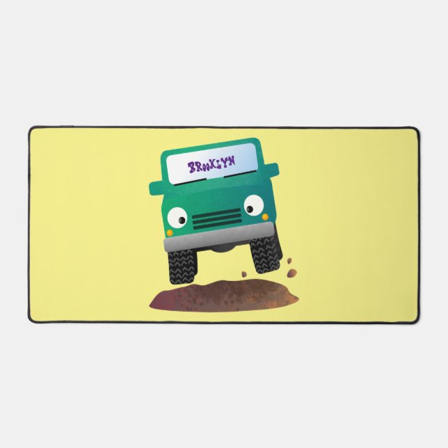 Cute 4X4 offroad vehicle cartoon car  Desk Mat (Front)