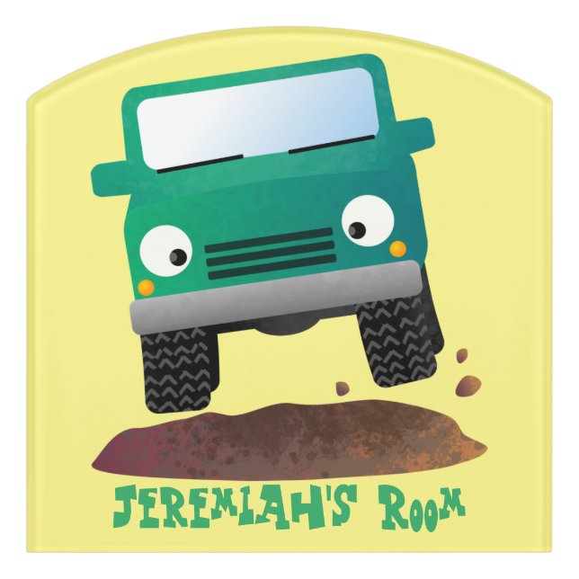 Cute 4X4 offroad vehicle cartoon car Door Sign (Contour Front)