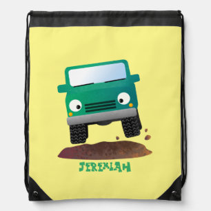 Cute 4X4 offroad vehicle cartoon car Drawstring Bag