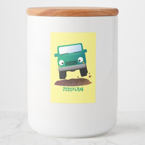 Cute 4X4 offroad vehicle cartoon car Food Label