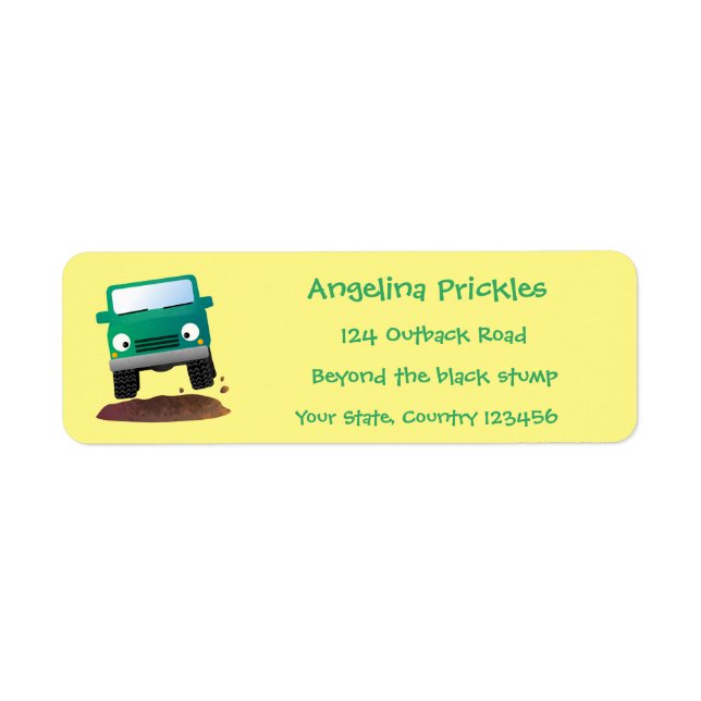 Cute 4X4 offroad vehicle cartoon car Label (Front)