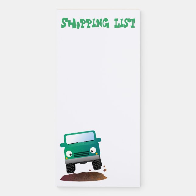 Cute 4X4 offroad vehicle cartoon car Magnetic Notepad (Front)