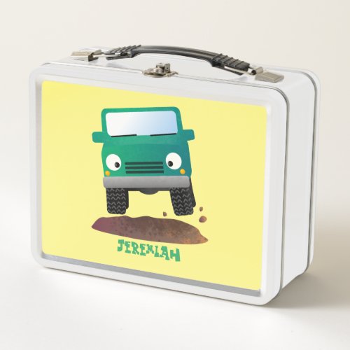 Cute 4X4 offroad vehicle cartoon car Metal Lunch Box