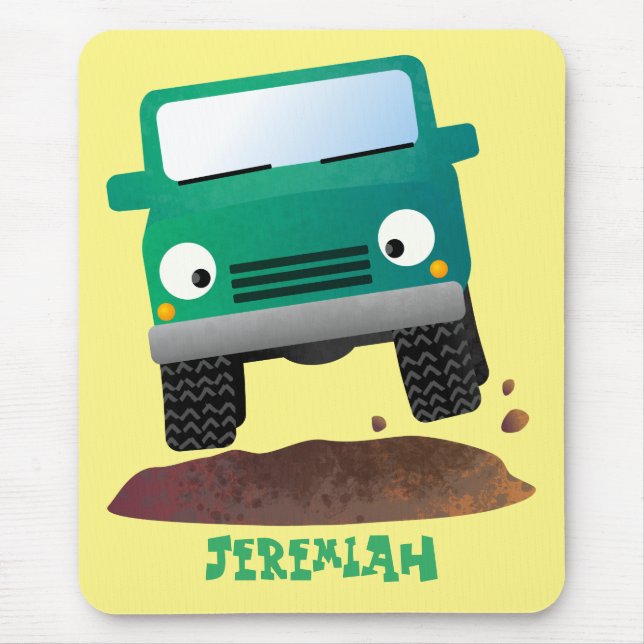 Cute 4X4 offroad vehicle cartoon car Mouse Pad (Front)